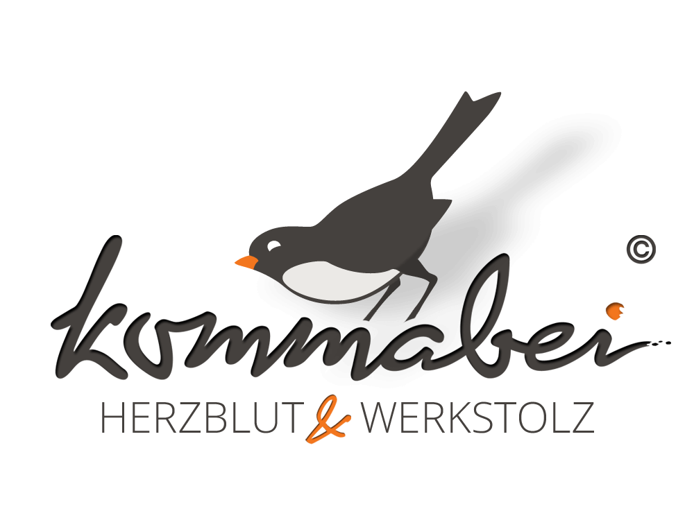 Kommabei Logo, Bio Mode, Faire Mode, Siebdruck